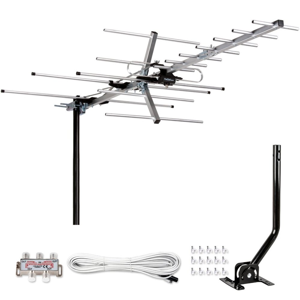 Long Range Digital OTA Antenna with Installation Kit & Mounting Pole